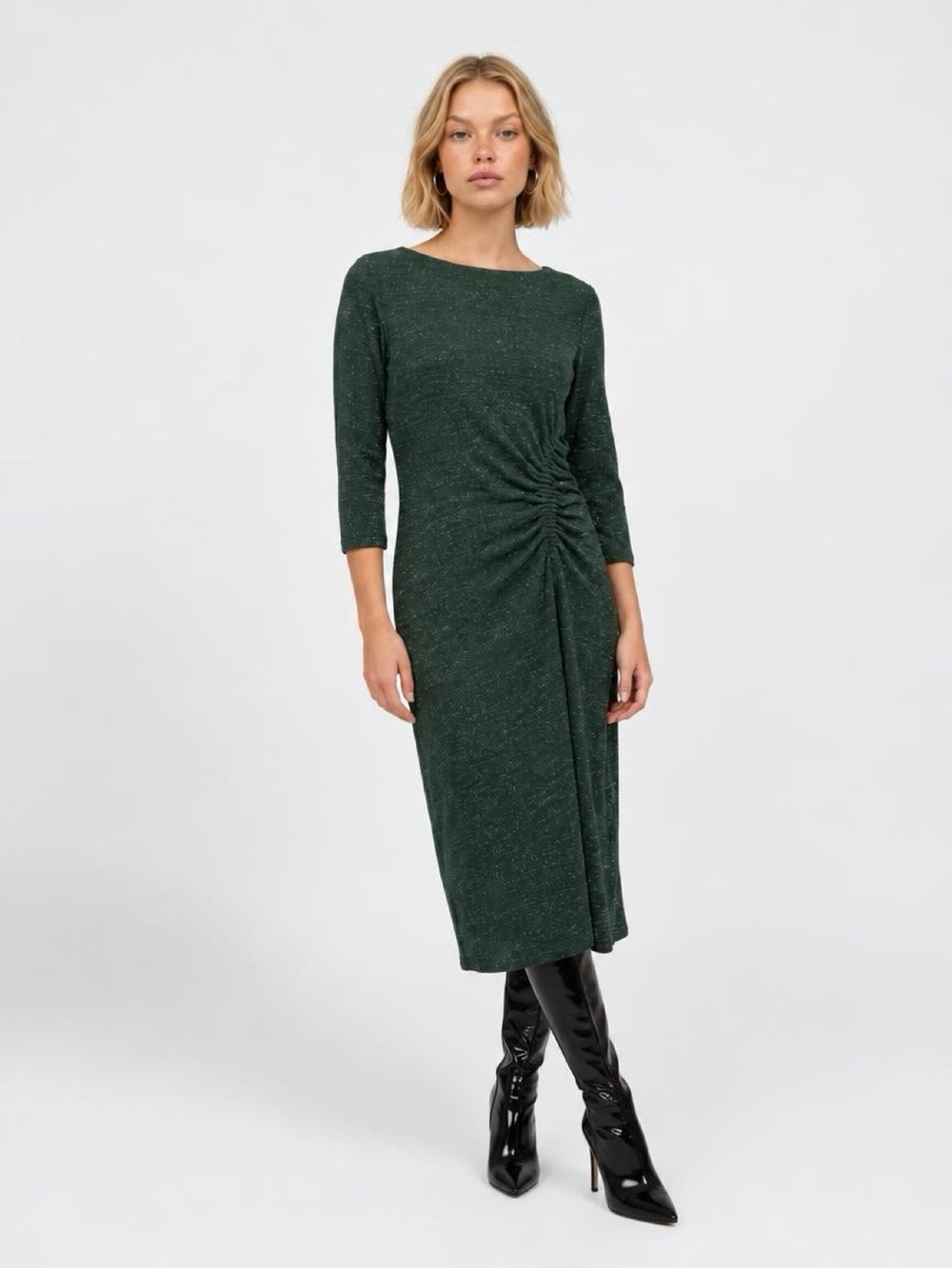 Donna Morgan Sparkling Green Long Sleeve Dress